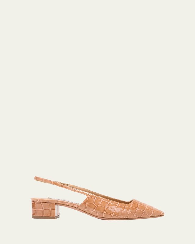 Ginza Croco Slingback Ballerina Pumps